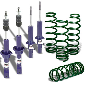 DNA Blue Shock Absorbers+Green 1.75" Drop Lowering Spring For Honda 88-91 Civic