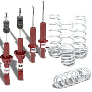 DNA Red Shock Absorbers+White 1.75" Drop Lowering Spring For Honda 88-91 Civic