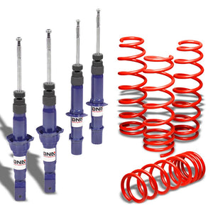DNA Blue Gas Shock Absorber+Red 1.75" Lowering Spring For Honda 92-95 Civic