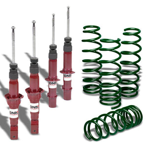 DNA Red Gas Shock Absorber+Green 1.75" Lowering Spring For Honda 92-95 Civic