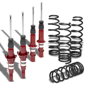 DNA Red Shock Absorbers+Black 1.75" Drop Lowering Spring For Honda 96-00 Civic