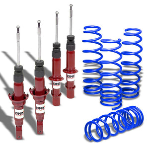 DNA Red Shock Absorbers+Blue 1.75" Drop Lowering Spring For Honda 96-00 Civic
