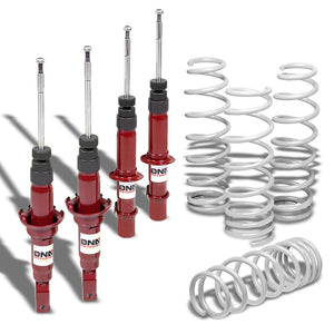 DNA Red Shock Absorbers+White 1.75" Drop Lowering Spring For Honda 96-00 Civic