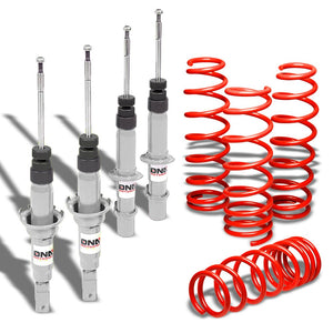 DNA Silver Shock Absorbers+Red 1.75" Drop Lowering Spring For Honda 96-00 Civic