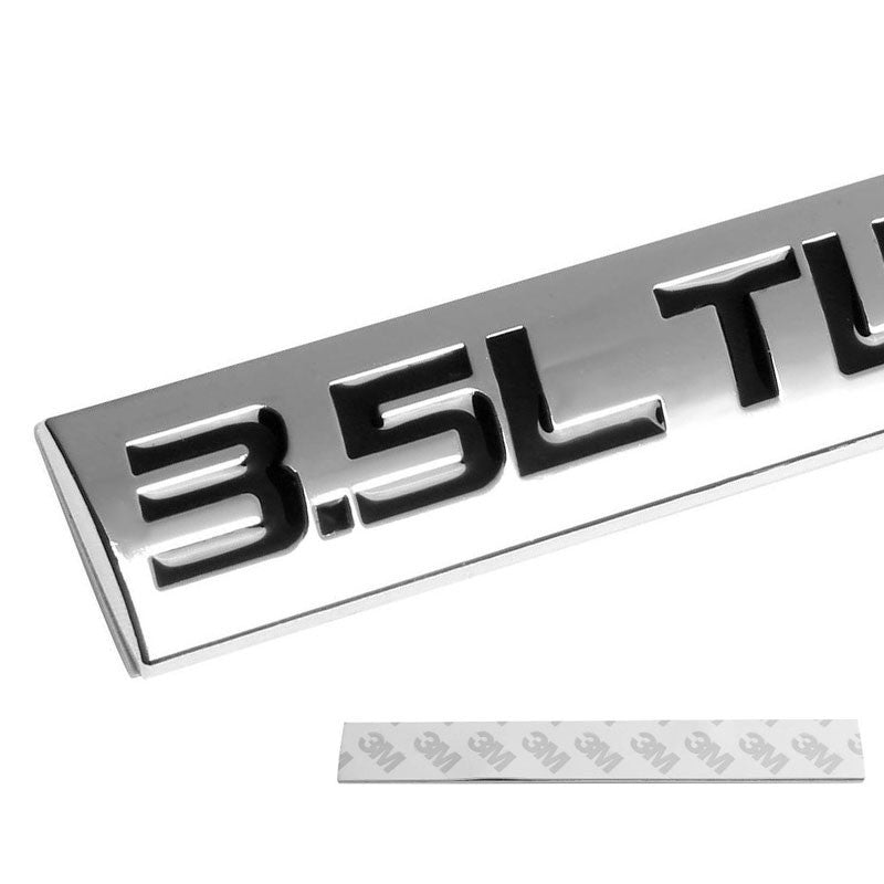 Black/Chrome 3.5L Twin Turbo Auto Trunk Badge Emblem Decal 3M Adhesive Sticker-Exterior-BuildFastCar