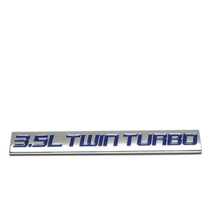 Blue/Chrome 3.5L Twin Turbo Polish Logo Rear Trunk Badge Emblem Decal 3M Sticker-Exterior-BuildFastCar