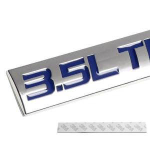 Blue/Chrome 3.5L Twin Turbo Polish Logo Rear Trunk Badge Emblem Decal 3M Sticker-Exterior-BuildFastCar
