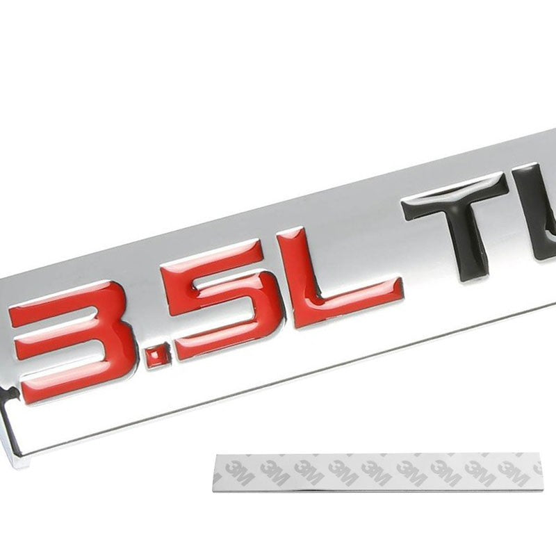 Red/Black/Chrome Metal 3.5L Twin Turbo Rear Trunk Badge Emblem Decal Sticker-Exterior-BuildFastCar