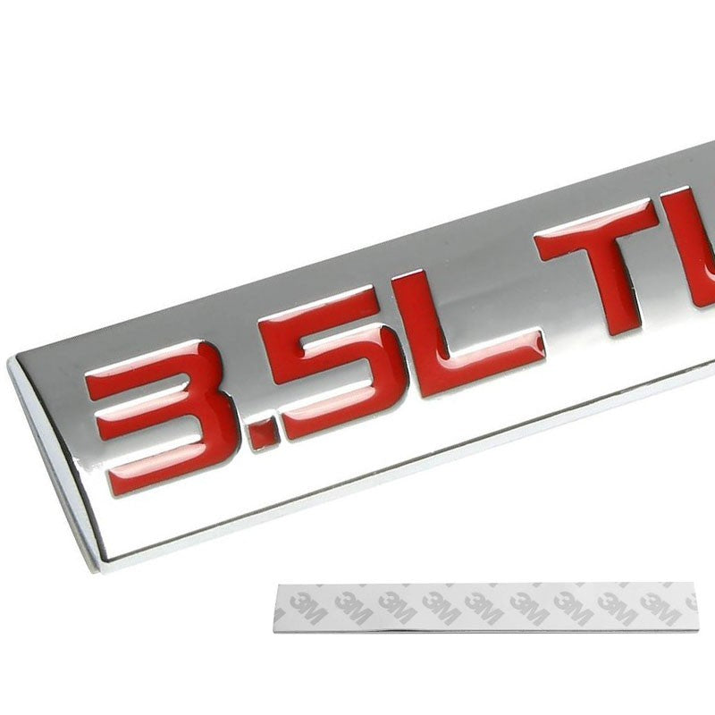 Red/Chrome 3.5L Twin Turbo Auto Car Trunk Metal Badge Emblem Decal Plate 3M Tape-Exterior-BuildFastCar