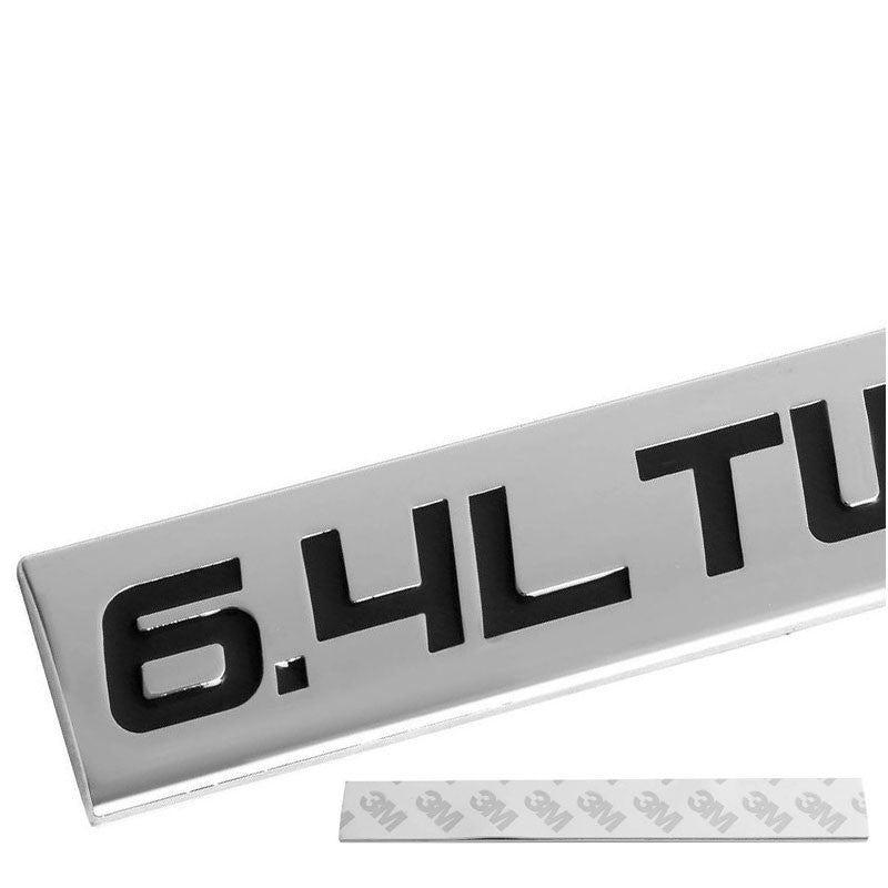 Black/Chrome 6.4L Twin Turbo Auto Trunk Badge Emblem Decal 3M Adhesive Sticker-Exterior-BuildFastCar