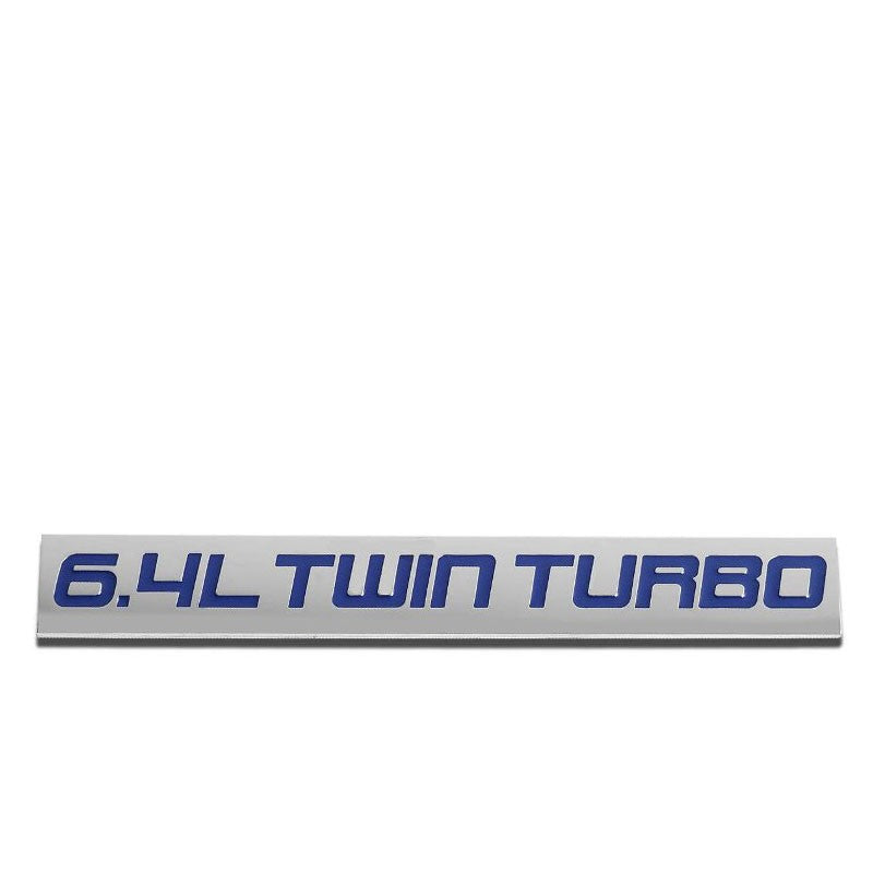 Blue/Chrome 6.4L Twin Turbo Rear Trunk Polished Badge Emblem Decal 3M Sticker-Exterior-BuildFastCar
