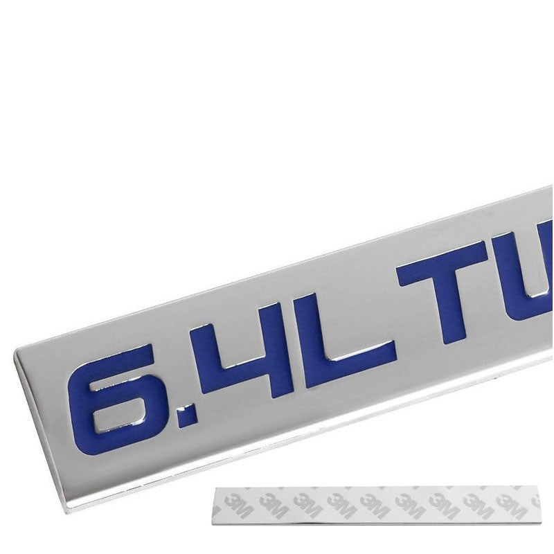 Blue/Chrome 6.4L Twin Turbo Rear Trunk Polished Badge Emblem Decal 3M Sticker-Exterior-BuildFastCar
