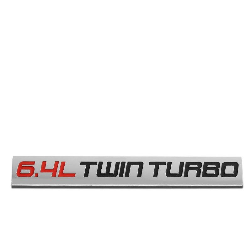 Red/Black/Chrome 6.4L Twin Turbo Rear Vehicle Trunk Decal Badge Emblem Sticker-Exterior-BuildFastCar