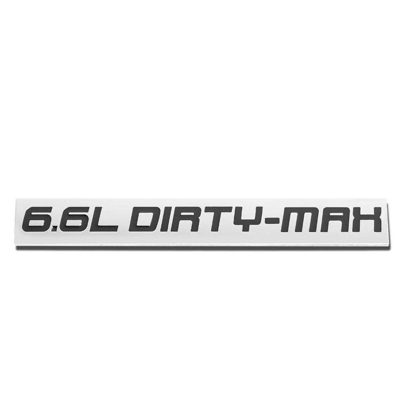 Black/Chrome 6.6L Dirty-Max Sign Rear Trunk Badge Emblem Decal Plate 3M Adhesive-Exterior-BuildFastCar