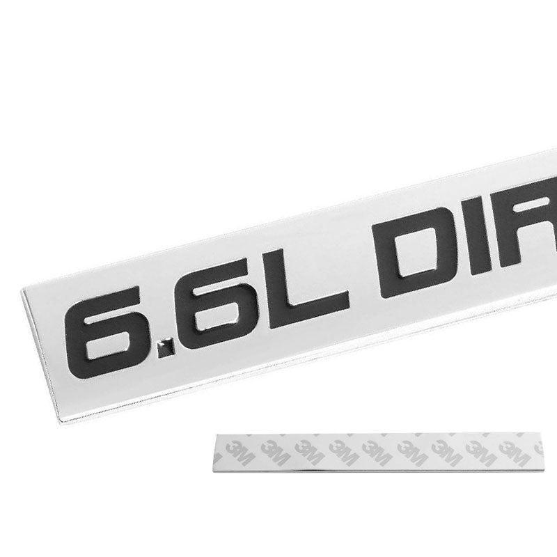 Black/Chrome 6.6L Dirty-Max Sign Rear Trunk Badge Emblem Decal Plate 3M Adhesive-Exterior-BuildFastCar