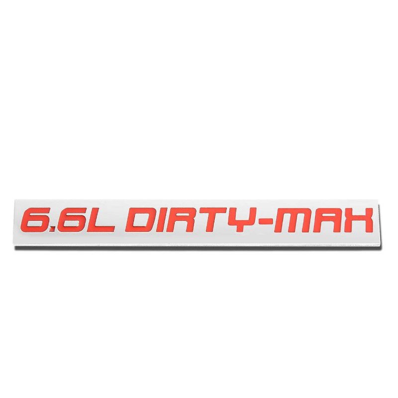 Red/Chrome 6.6L Dirty-Max Rear Trunk Metal Logo Badge Emblem Decal Plate W/Tape-Exterior-BuildFastCar