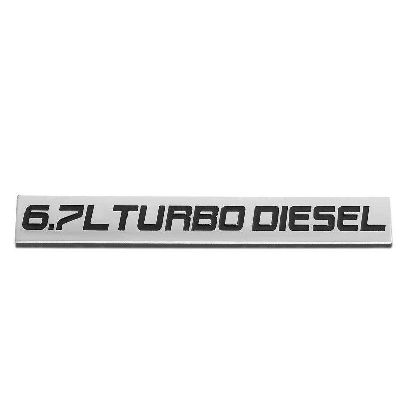 Black/Chrome 6.7L Turbo Diesel Logo Badge Emblem Trunk Decal with Adhesive Tape-Exterior-BuildFastCar