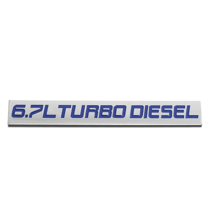 Blue/Chrome 6.7L Turbo Diesel Plate Logo Rear Trunk Badge Emblem Decal-Exterior-BuildFastCar
