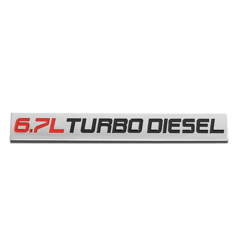 Red/Black/Chrome 6.7L Turbo Diesel Rear Trunk Metal Badge Emblem Decal Plate-Exterior-BuildFastCar