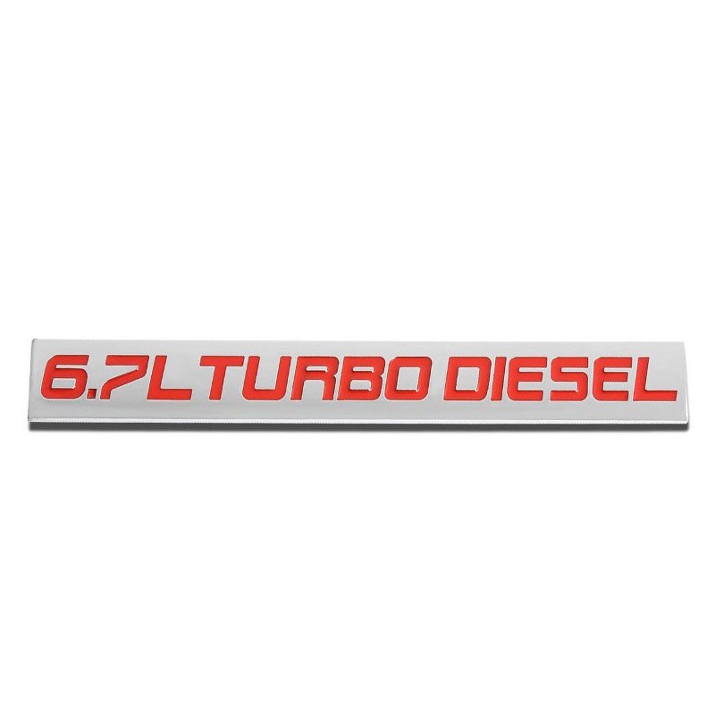 Red/Chrome Metal 6.7L Turbo Diesel Auto Car Trunk Badge Emblem Decal w/ Tape-Exterior-BuildFastCar