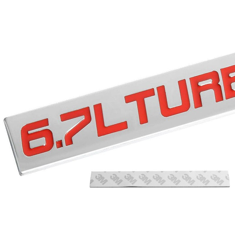 Red/Chrome Metal 6.7L Turbo Diesel Auto Car Trunk Badge Emblem Decal w/ Tape-Exterior-BuildFastCar