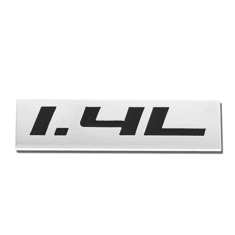 Black/Chrome 1.4L 4mm Rear Trunk Polished Badge Decal Emblem w/ 3M Sticker-Exterior-BuildFastCar