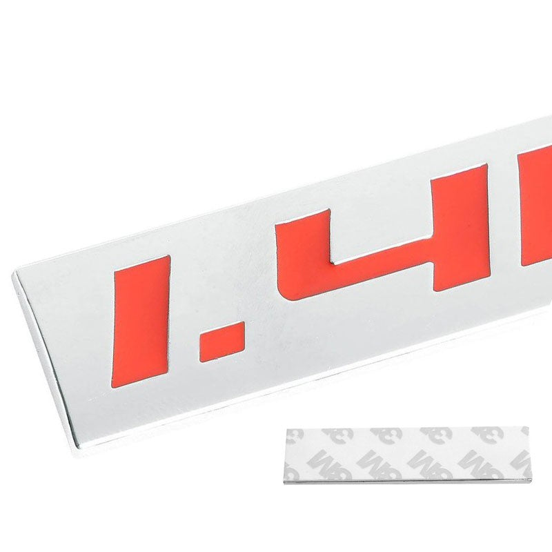 Red/Chrome 1.4L 1.4 L Number Rear Logo Trunk Badge Emblem Plate Decal 3M-Exterior-BuildFastCar