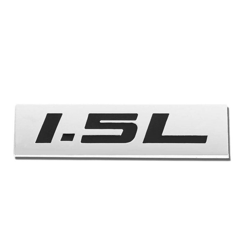 Black/Chrome 1.5L Letter Sign Rear Trunk Polished Badge Decal Plate Emblem 4mm-Exterior-BuildFastCar