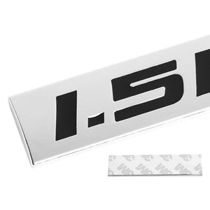Black/Chrome 1.5L Letter Sign Rear Trunk Polished Badge Decal Plate Emblem 4mm-Exterior-BuildFastCar