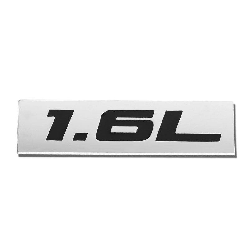 Black/Chrome 1.6L Logo Sign Rear Body Trunk Metal Badge Decal Plate Emblem 4mm-Exterior-BuildFastCar