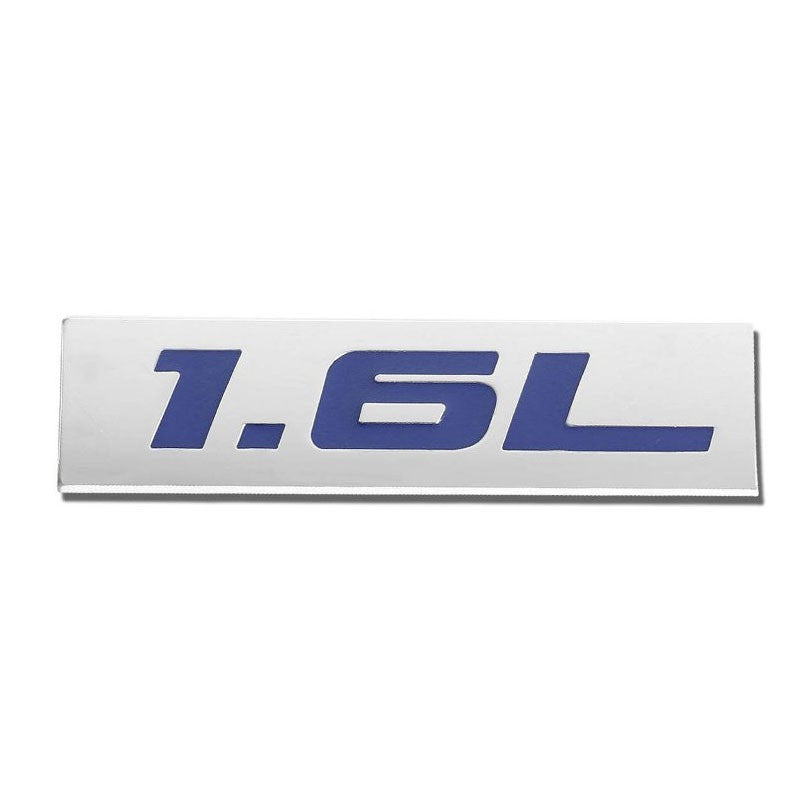 Blue/Chrome 1.6L Logo Plate Trunk Polish Badge Decal 3M Sticker Emblem Plate-Exterior-BuildFastCar