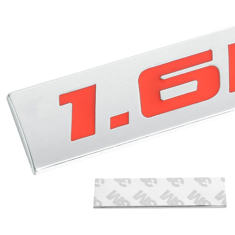 Red/Chrome 1.6L 4mm Sign Logo Rear Trunk Badge Decal Tape Emblem Sticker-Exterior-BuildFastCar