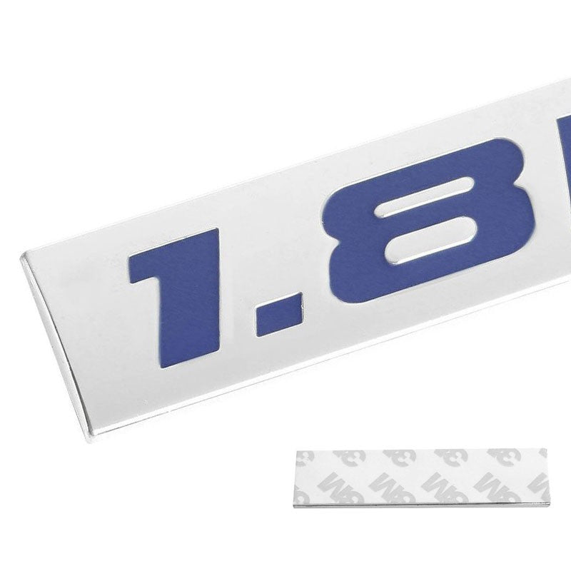 Blue/Chrome 1.8L Logo Sign Plate Rear Trunk Metal Badge Decal Sticker Emblem-Exterior-BuildFastCar