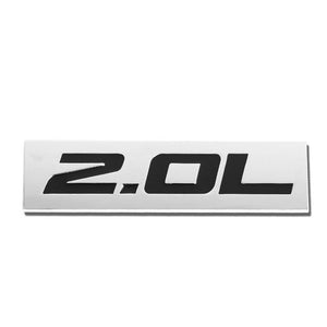 Black/Chrome 2.0L 4mm Sign Rear Trunk Polished Logo Badge Decal Plate Emblem-Exterior-BuildFastCar