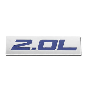 Blue/Chrome 2.0L Trim Logo Plate Rear Trunk Polish Badge Decal Emblem Sticker-Exterior-BuildFastCar