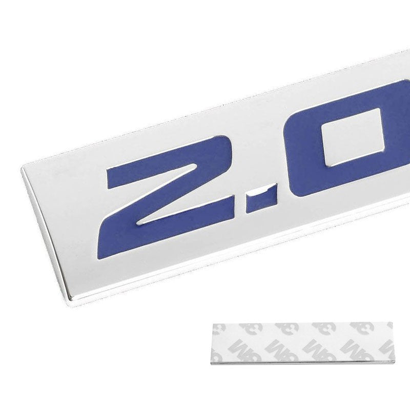 Blue/Chrome 2.0L Trim Logo Plate Rear Trunk Polish Badge Decal Emblem Sticker-Exterior-BuildFastCar