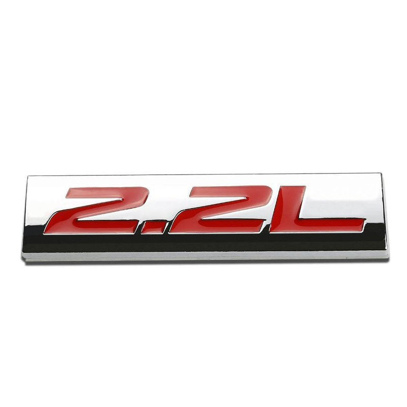 Red/Chrome 2.2L Logo Rear Trunk Polished Badge Decal Sticker Emblem 3M Tape-Exterior-BuildFastCar