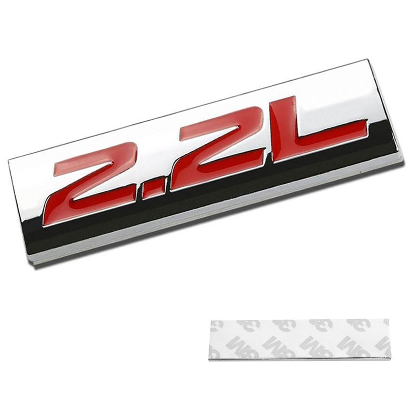 Red/Chrome 2.2L Logo Rear Trunk Polished Badge Decal Sticker Emblem 3M Tape-Exterior-BuildFastCar