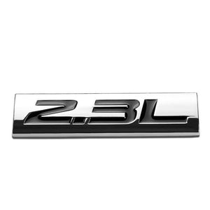 Black/Chrome 2.3L Letter 4mm Sign Rear Trunk Metal Badge Decal Plate Emblem-Exterior-BuildFastCar