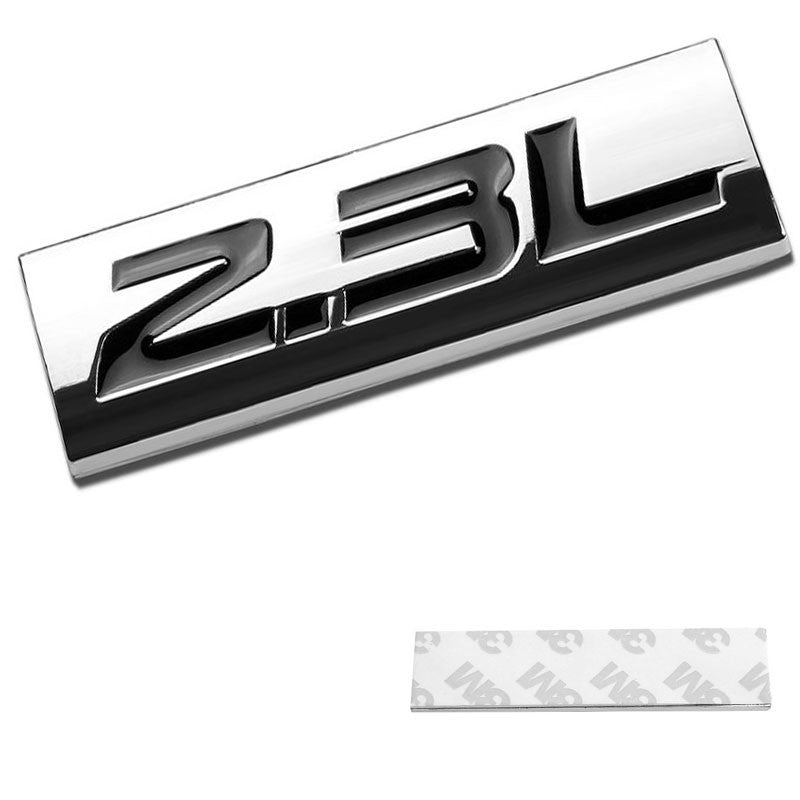 Black/Chrome 2.3L Letter 4mm Sign Rear Trunk Metal Badge Decal Plate Emblem-Exterior-BuildFastCar