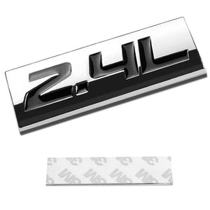 Black/Chrome 2.4L Symbol Sign Rear Trunk Polished Badge Decal 4mm Plate Emblem-Exterior-BuildFastCar