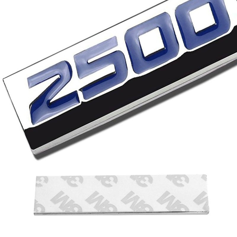 Blue/Chrome 2500 Logo Plate Rear Trunk Badge Decal Sticker Emblem Metal 4mm-Exterior-BuildFastCar