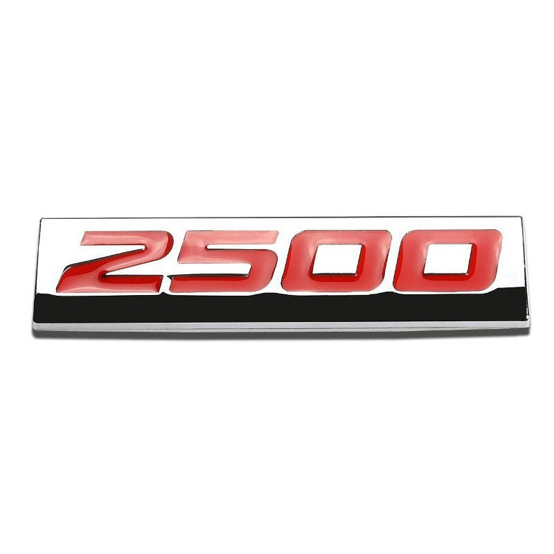 Red/Chrome 2500 Number Sign Auto Rear Trunk Polished Badge Decal Emblem-Exterior-BuildFastCar