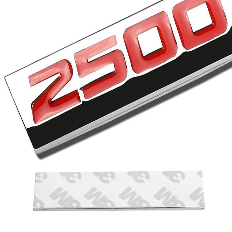 Red/Chrome 2500 Number Sign Auto Rear Trunk Polished Badge Decal Emblem-Exterior-BuildFastCar