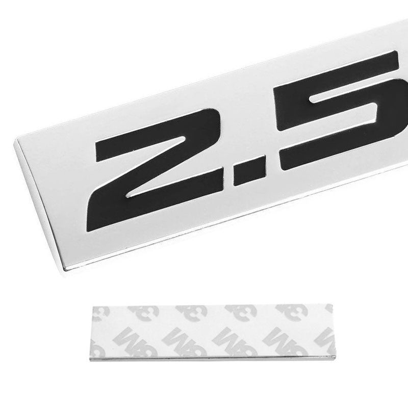 Black/Chrome 2.5L Letter Sign Rear Trunk Polished Badge Decal Plate Emblem 4mm-Exterior-BuildFastCar