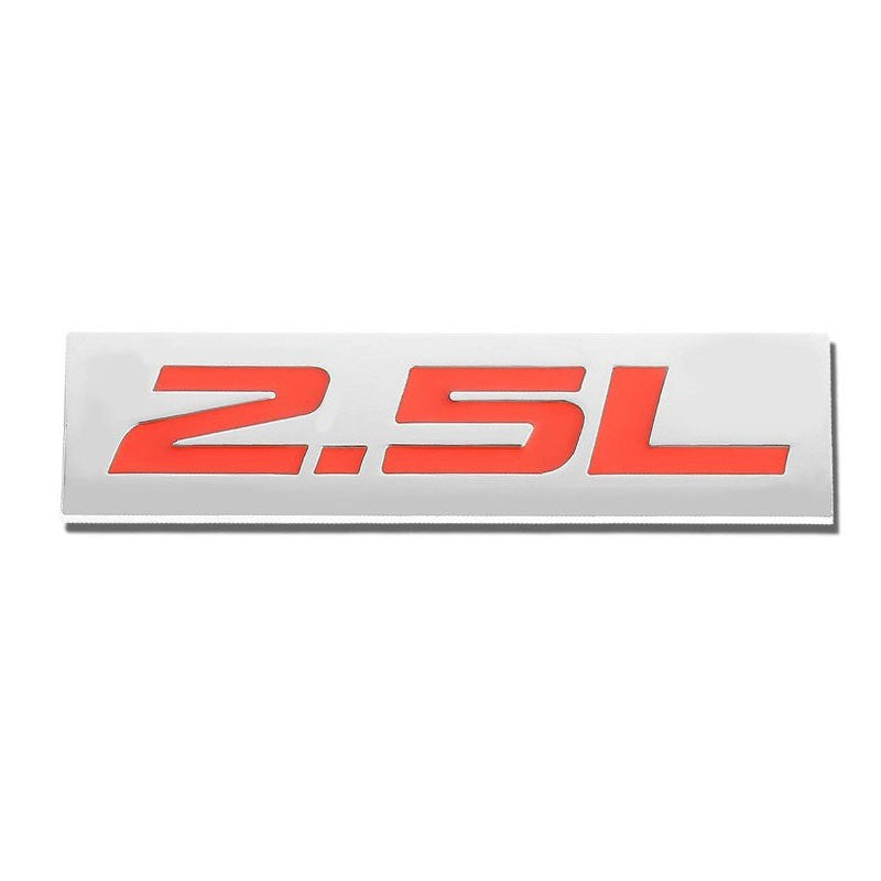 Red/Chrome 2.5L Sign Logo Rear Trunk Metal Badge Decal Plate Emblem 3M Tape-Exterior-BuildFastCar