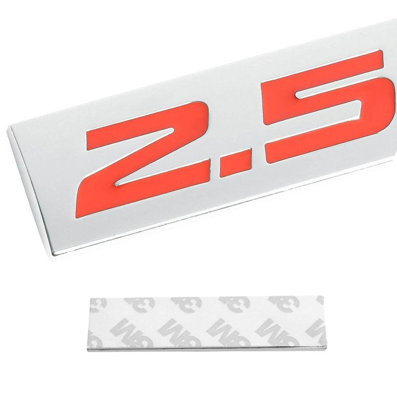 Red/Chrome 2.5L Sign Logo Rear Trunk Metal Badge Decal Plate Emblem 3M Tape-Exterior-BuildFastCar