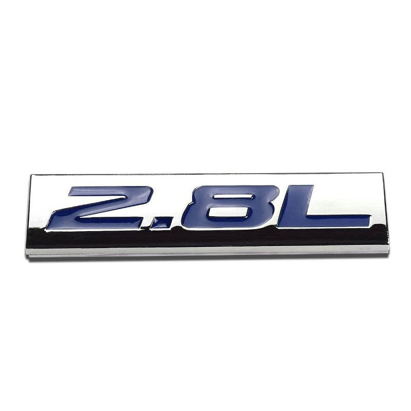 Blue/Chrome 2.8L 2.8 L Logo Plate Rear Trunk Metal Badge Decal Sign Emblem-Exterior-BuildFastCar