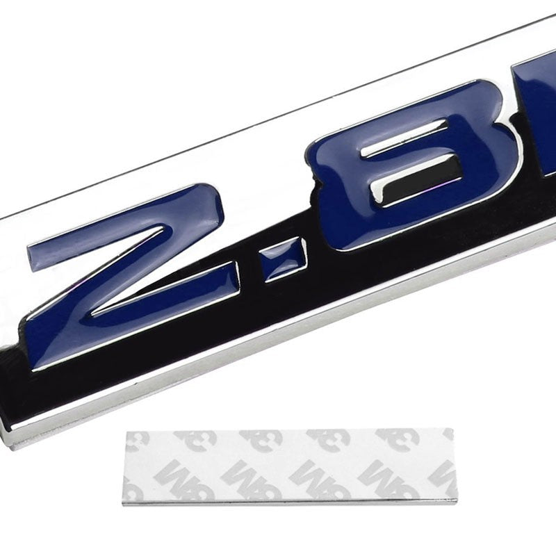 Blue/Chrome 2.8L 2.8 L Logo Plate Rear Trunk Metal Badge Decal Sign Emblem-Exterior-BuildFastCar