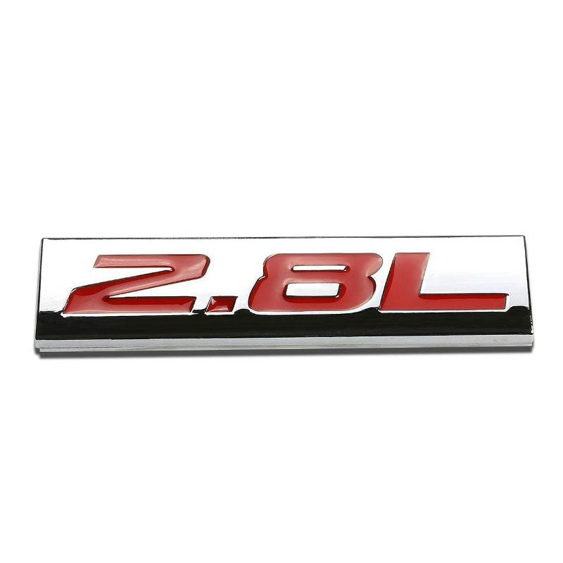 Red/Chrome 2.8L Car Sign Rear Trunk Polished Metal Badge Decal Emblem Sticker-Exterior-BuildFastCar